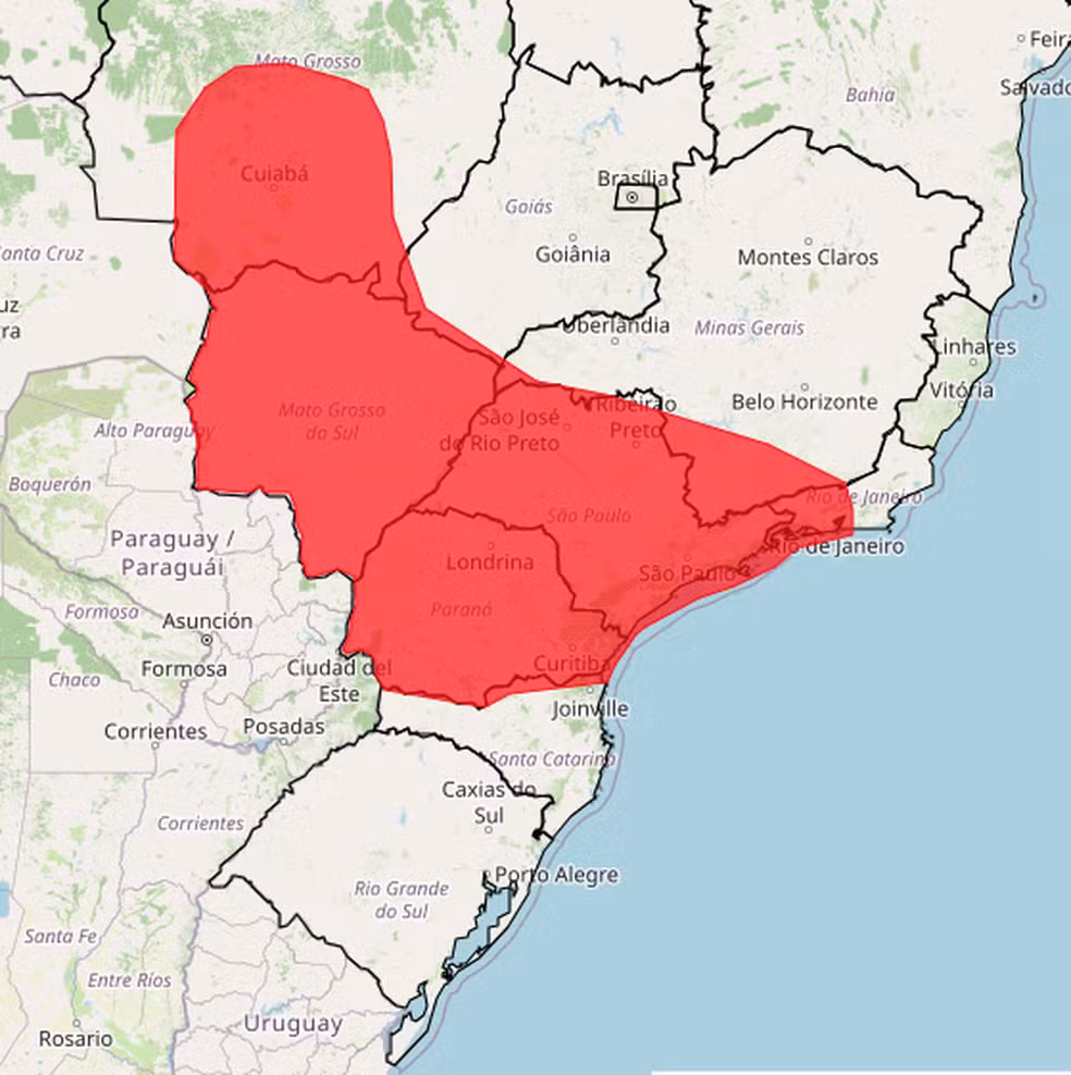 Onda de calor: Inmet emite aviso vermelho de grande perigo para 8 estados do Centro-Sul